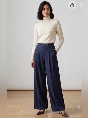 Commense Wide Leg Pleated Trousers Nora Horizon Size S